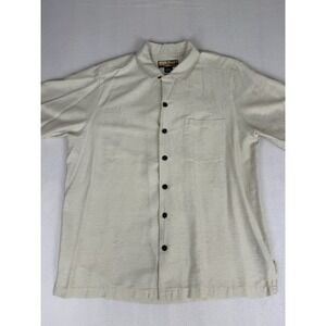 HAVANA JACKS CAFE Silk Palm Tree Pattern Button Down SS Shirt Men's Size M